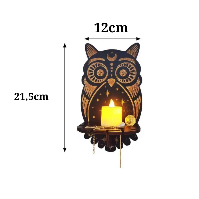 Tamanho do altar em madeira com suporte iluminado, peça de decoração espiritual e mística.