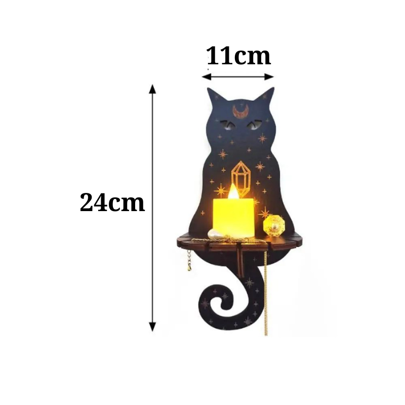 Tamanho do altar em madeira com suporte iluminado, peça de decoração espiritual e mística.