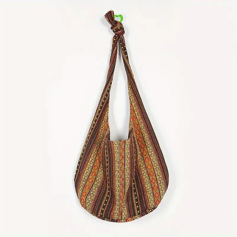 Bolsa Solstício marrom tecido artesanal e design boho – Valenna