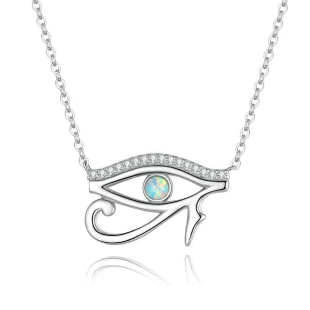 Colar de prata 925 com pingente do Olho de Hórus, joia de proteção espiritual e conexão mística — Valenna