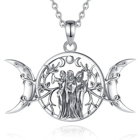Colar Wicca Hécate em prata 925 com símbolo da Deusa Tripla — Valenna