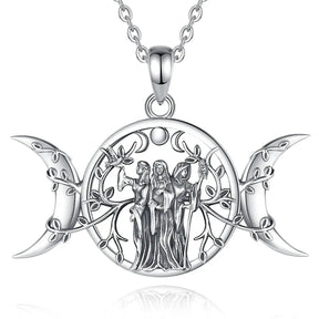 Colar Wicca Hécate em prata 925 com símbolo da Deusa Tripla — Valenna
