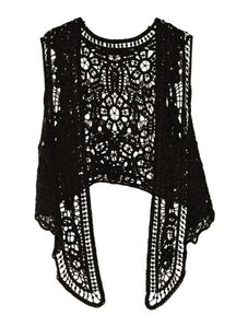 Colete rendado preto estilo boho elegante – Valenna
