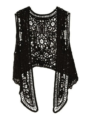 Colete rendado preto estilo boho elegante – Valenna
